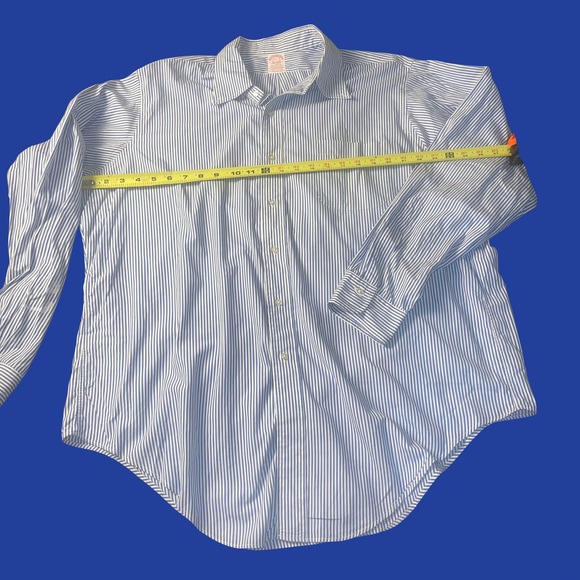 Vintage Arrow Brothers Blue White Stripe Button-Down Shirt Men's USA Made Cotton - Picture 5 of 5